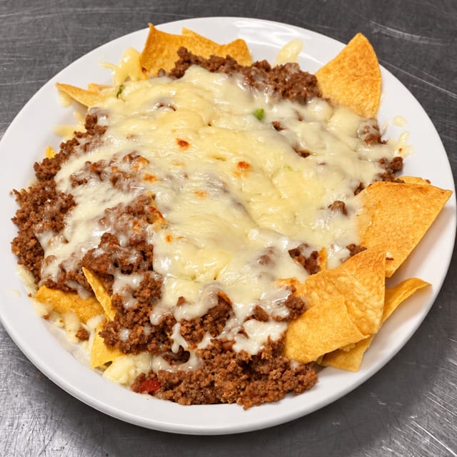 Ground Beef y Bean Nachos.